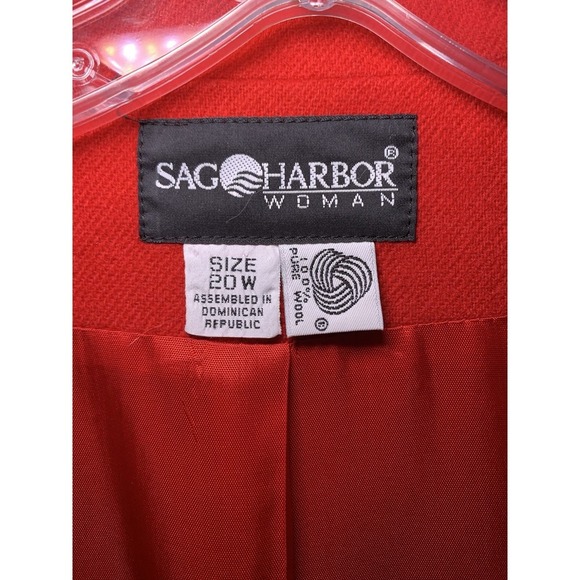 Vintage Sag Harbor Pure Wool Red One Button Single Breasted Blazer Size 20 Plus - Picture 2 of 9